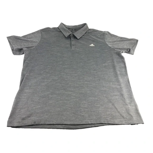 Adidas Men's Polo Golf Shirt XL Short Sleeve Gray and White Blended + Trim 88387 - Picture 1 of 11
